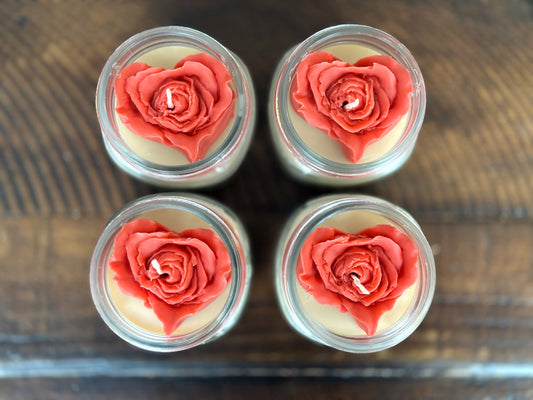 Heart Rose Beeswax Candle